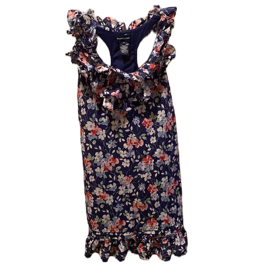RALPH LAUREN Girls Floral Ruffled Dress Size 10